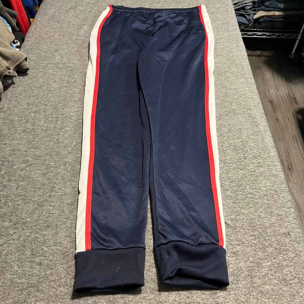Champion Mens Navy Blue Track Pants White Red Side Stripe Joggers Size M NWT